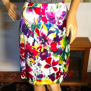Jones New York Floral Cotton / Silk Skirt, size 6 petite